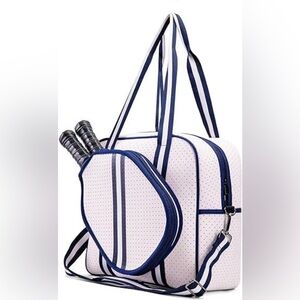 Navy and White Neoprene Pickleball Carrying Case Bag Tote